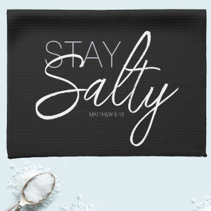 Linge De Cuisine Moderne Stay Salty Typographie Christian Black