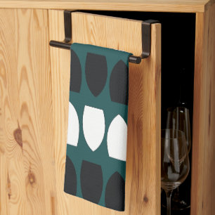 Linge De Cuisine Moderne Turquoise Bleu Blanc noir Géométrique