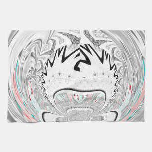 Linge De Cuisine Moderne Urban Ash Gris Flora Abstrait Motif Art