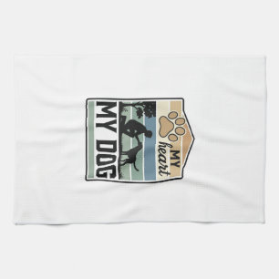 Linge De Cuisine Mon cœur Mon chien Gravure vintage Design pour ama