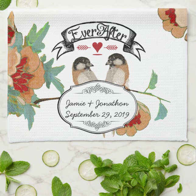 Linge De Cuisine Monnaie Inséparable vintage de fleurs de cerisier (Plié)