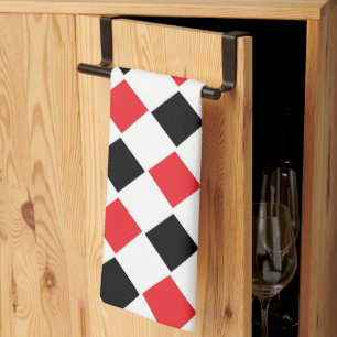 Linge De Cuisine Monogramme à motif Argyle noir et rouge
