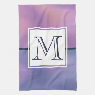 Linge De Cuisine Monogramme Abstrait moderne violet et rose