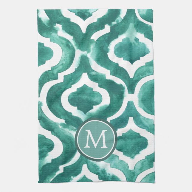 Linge De Cuisine Monogramme | Aquamarine Motif IV (Vertical)