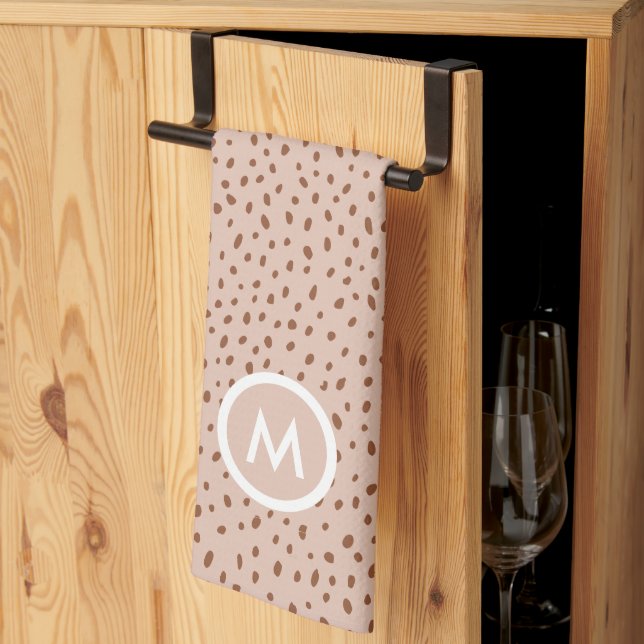 Linge De Cuisine Monogramme beige tendance avec Boho en terre cuite (Pliage en tiers)