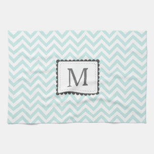 Linge De Cuisine Monogramme bleu et blanc en bon état de coutume d
