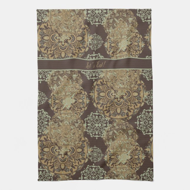 Linge De Cuisine Monogramme Boho Moody Mandalas (Vertical)