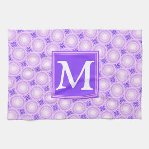 Linge De Cuisine Monogramme cercles violets motif