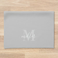 Monogramme de nom de famille gris moderne personna