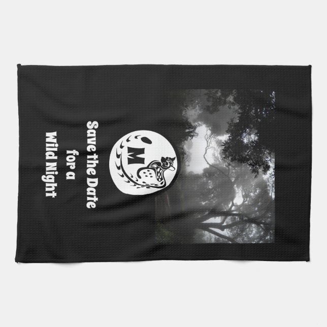 Linge De Cuisine Monogramme de silhouette de gros génet tacheté (Horizontal)