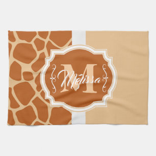 Linge De Cuisine Monogramme d'impression de girafe