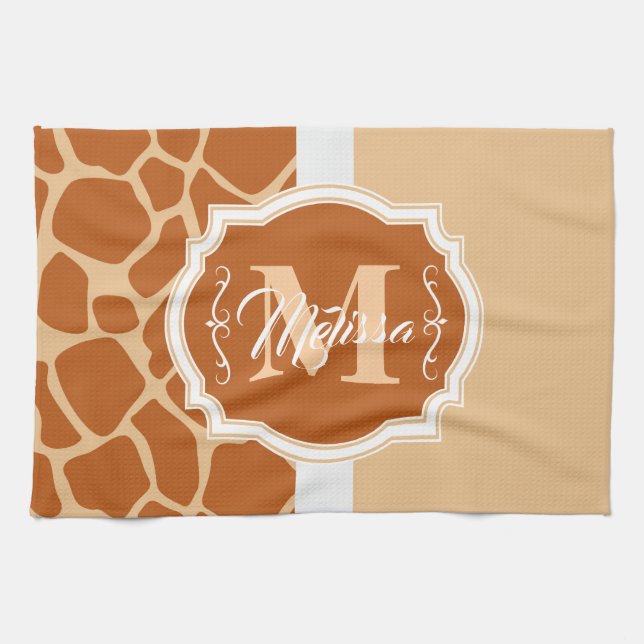 Linge De Cuisine Monogramme d'impression de girafe (Horizontal)