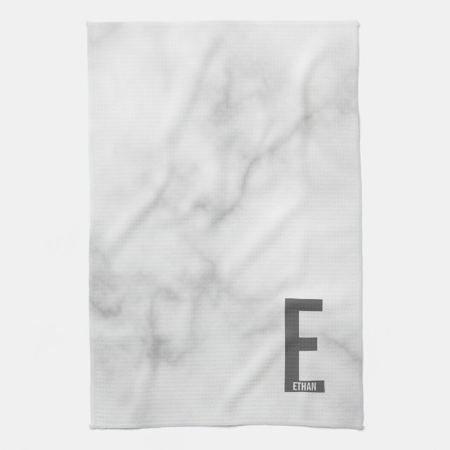Linge De Cuisine Monogramme et nom personnalisés gras modernes (Vertical)