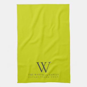 Linge De Cuisine Monogramme familial Cuisine moderne verte à la ch