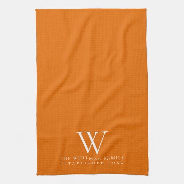 Linge De Cuisine Monogramme familial Élégante cuisine orange (Vertical)