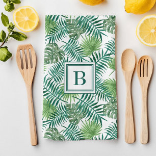 Linge De Cuisine Monogramme Feuille  de palme tropical Motif