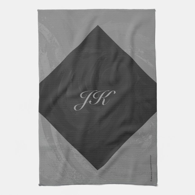 Linge De Cuisine Monogramme gris ardoise (Vertical)