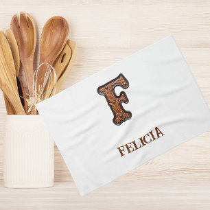 Linge De Cuisine Monogramme initial en cuir occidental F