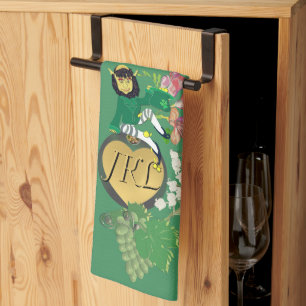 Linge De Cuisine Monogramme Leprechaun Fruit vert et Floral