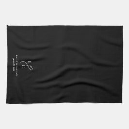 Linge De Cuisine Monogramme moderne Date élégant noir et blanc