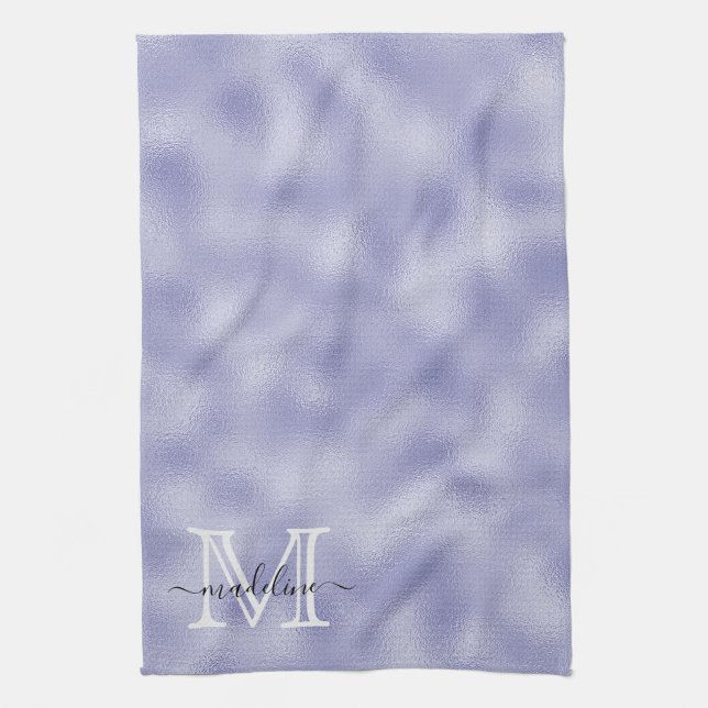 Linge De Cuisine Monogramme moderne violet à huile violette (Vertical)