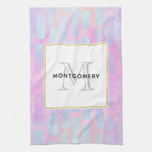 Linge De Cuisine Monogramme Motif de formes rectangulaires bleues