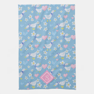 Linge De Cuisine Monogramme Motif d'oies de pays vintage