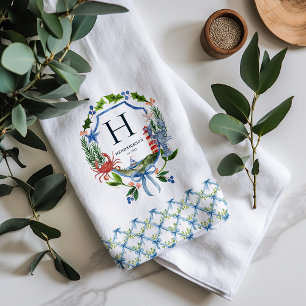 Linge De Cuisine Monogramme nautique de Noël de la côte de la Bow b