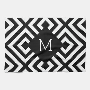 Linge De Cuisine Monogramme noir et blanc