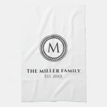 Monogramme | Nom de famille | Blanc noir et gris