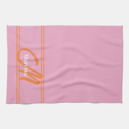 Linge De Cuisine Monogramme orange rose moderne initial