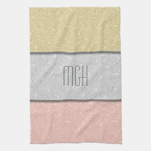 Linge De Cuisine Monogramme personnalisé faux paillettes Bling