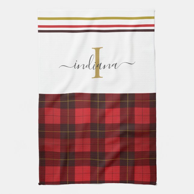 Linge De Cuisine Monogramme Plaid Elegant Clan Wallace Tartan (Vertical)