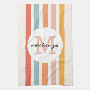 Linge De Cuisine Monogramme Retro Grandes Colorées Personnalisées