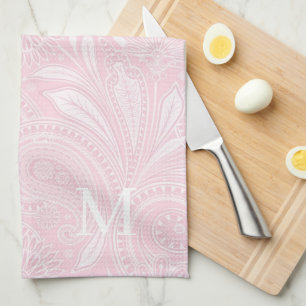 Linge De Cuisine Monogramme rose pâle