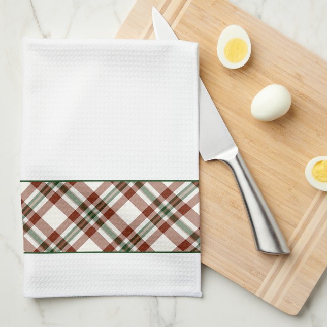 Linge De Cuisine Monogramme Rouge, Blanc & Vert Vacances Plaid (Quart Plié)