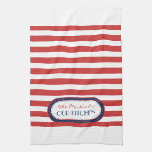 Linge De Cuisine Monogramme Sporty Rouge Bleu Bleu Bleu Nautique