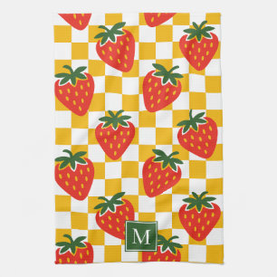 Linge De Cuisine Monogramme Vichy Rustique de Ferme à la Fraise