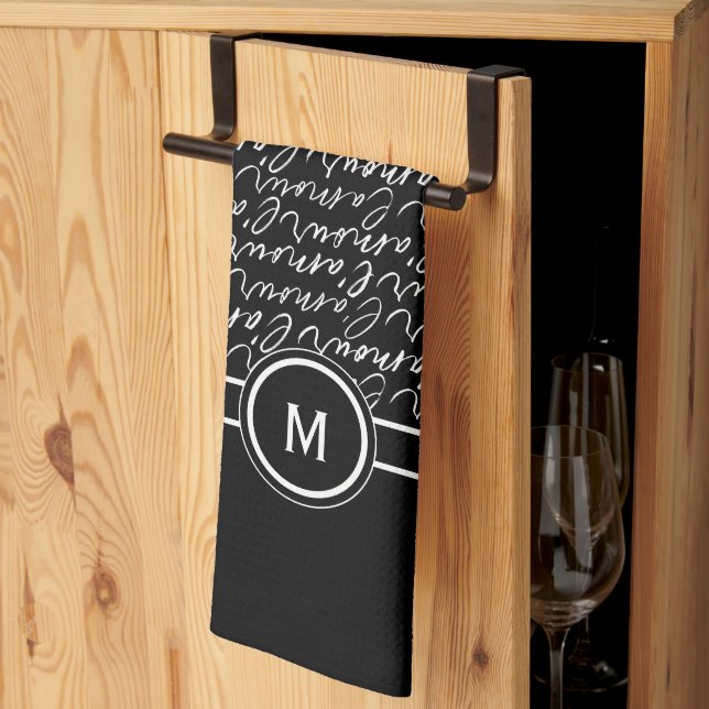 Linge De Cuisine Monographie en noir et blanc "Paris drey" (Pliage en tiers)