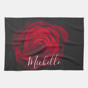 Linge De Cuisine Monographie personnalisée rose rouge photo vintage