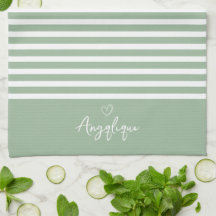 Monongramme Sage Modern Heart and Stripes