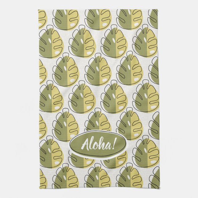 Linge De Cuisine Monstera Leaves - Green (Vertical)