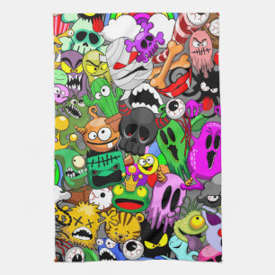 Linge De Cuisine Monstres caractères mignons Motif d'Halloween