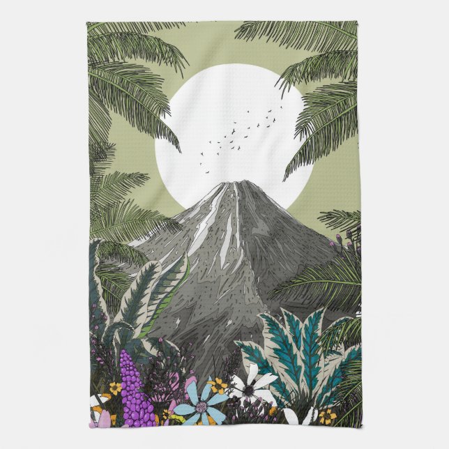 Linge De Cuisine Montagne du volcan fleur sauvage (Vertical)
