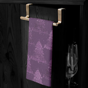 Linge De Cuisine Moody Tree Motif   Noel profond pourpre de prune