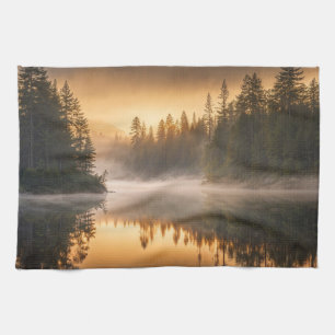 Linge De Cuisine Morning Mist on River in the Pines