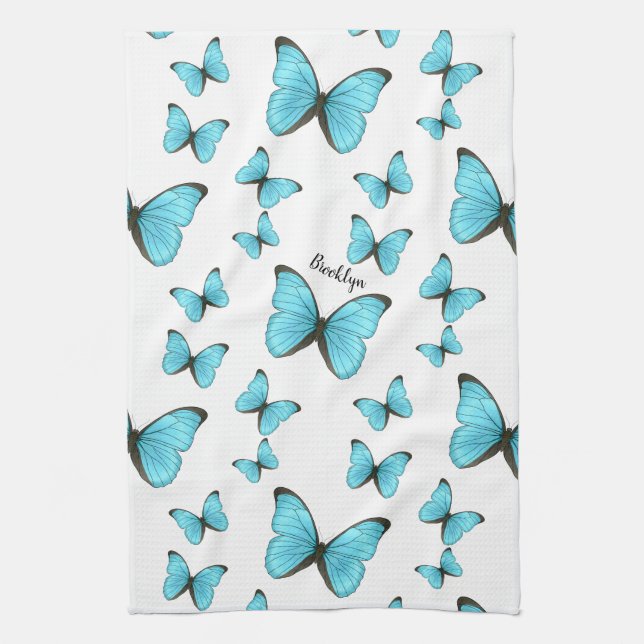 Linge De Cuisine Morpho butterflies cartoon illustration   (Vertical)
