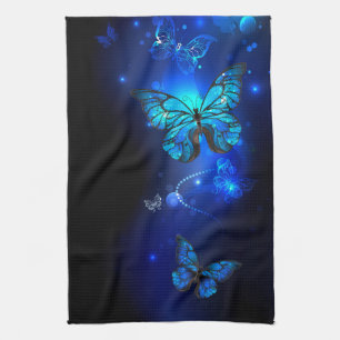 Linge De Cuisine Morpho Butterfly in the Dark Background