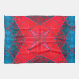 Linge De Cuisine Mosaic Carré Kaleidoscope Rouge et Bleu