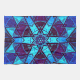 Linge De Cuisine Mosaic Kaleidoscope Fleur bleu et violet